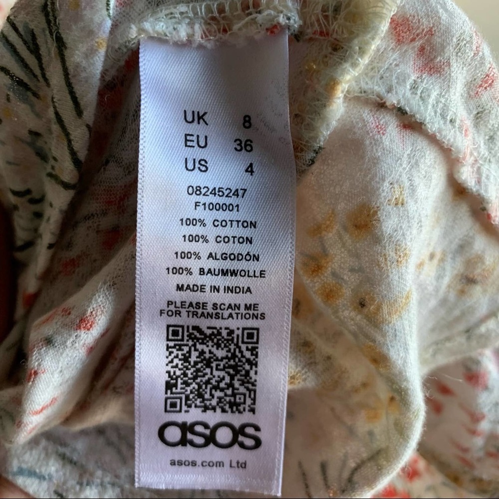 ASOS Off the Shoulder Ruffle Floral Ruched Mini Dress Size 4 - Picture 6 of 6